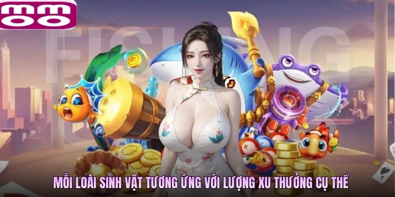 Mỗi loài sinh vật tương ứng với lượng xu thưởng cụ thể